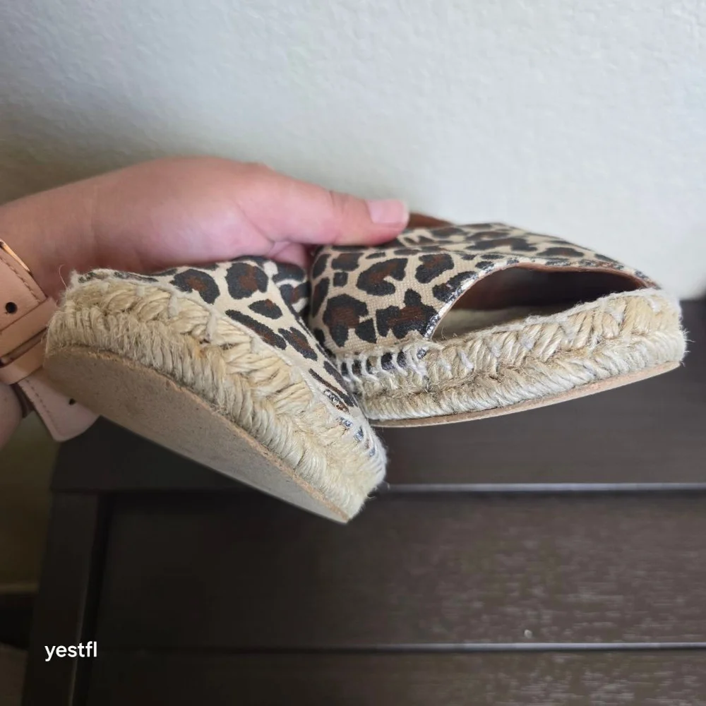 Stella McCartney Beige Brown Leopard Print Espadrilles IT 36 US 6